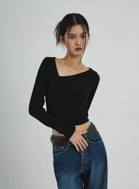Unbalanced V-Neck Cropped Top CD07 sold by Lewkin