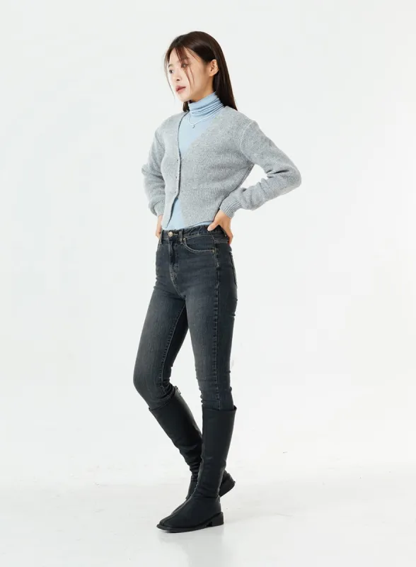 Slim Fit Vitage Washed Raw Hem Jeans OS13 sold by Lewkin