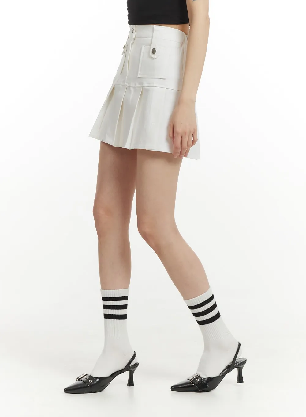 Solid Cotton Pleated Mini Skirt IM406 sold by Lewkin product image thumbnail 5