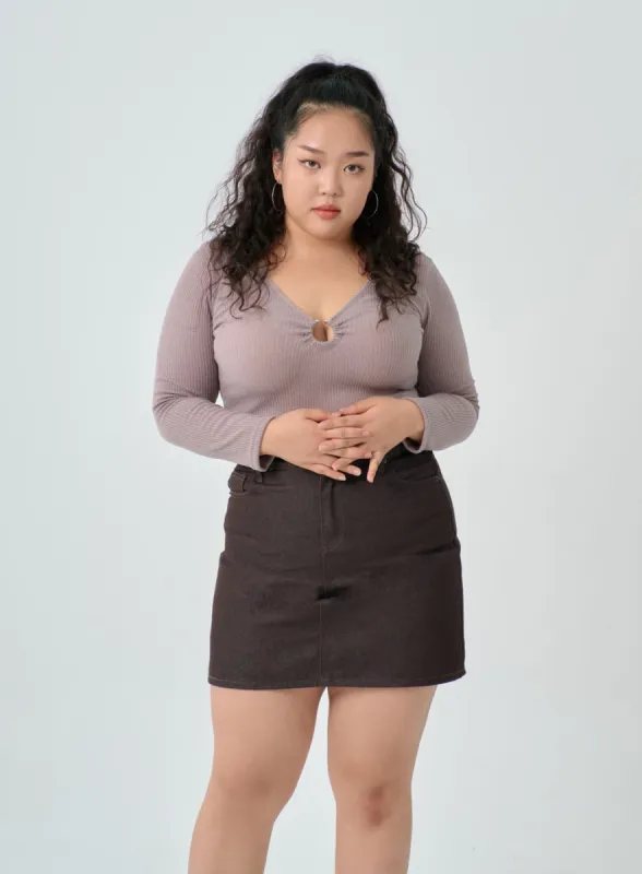 Plus Sexy V-Neck Crop Metal Ring T-Shirt IN04 sold by Lewkin