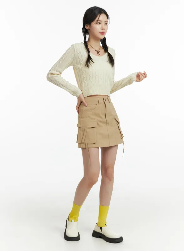 Cargo Pocket Strap Mini Skirt OF408 sold by Lewkin