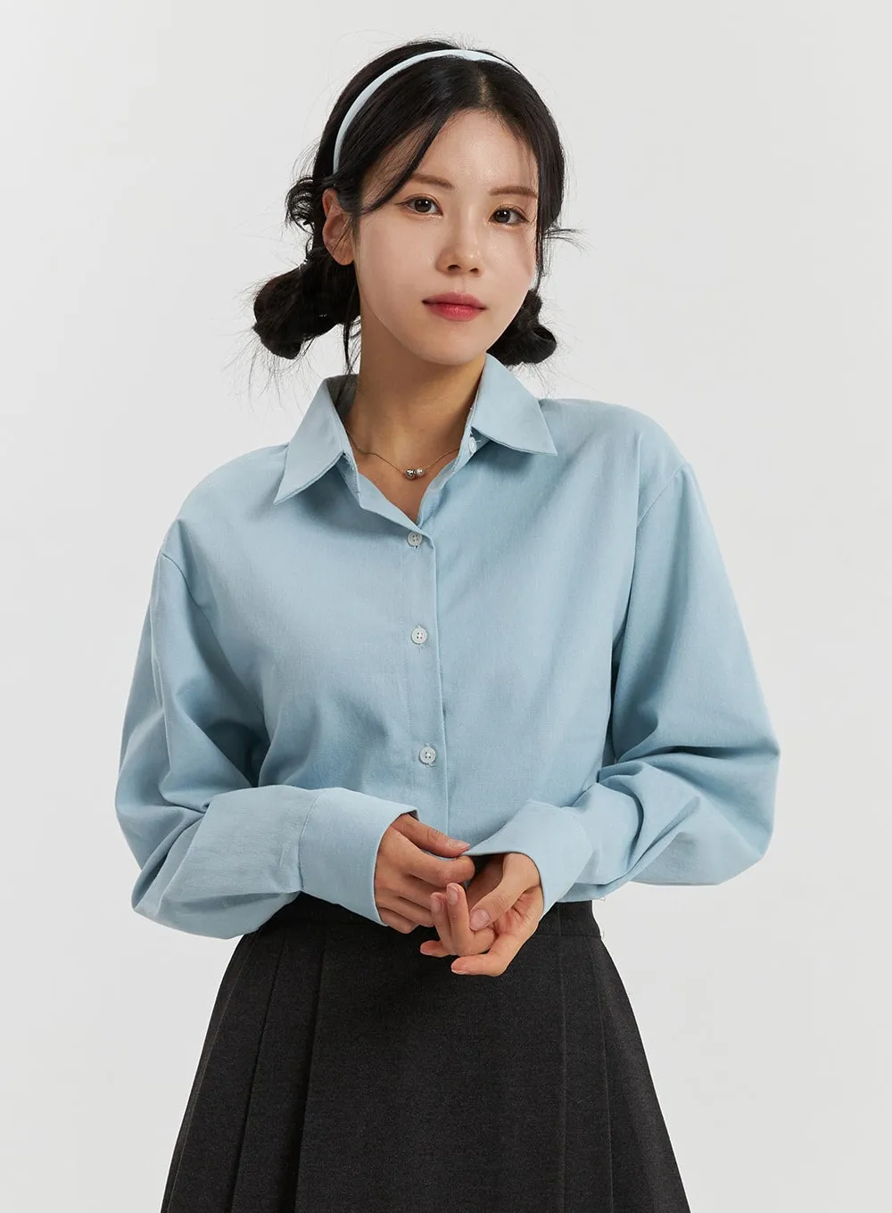 Buttoned Crop Shirt OD321 sold by Lewkin product image thumbnail 5
