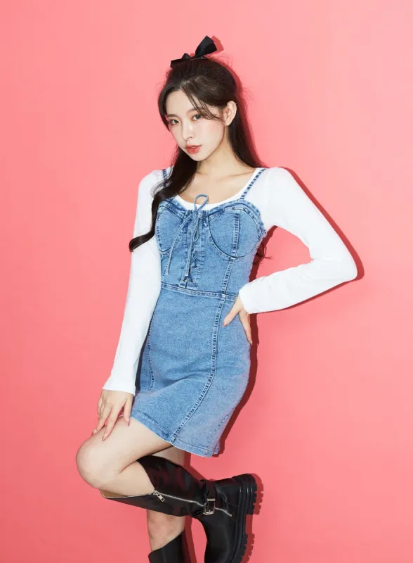 Denim Bustier Mini Dress BG12 sold by Lewkin