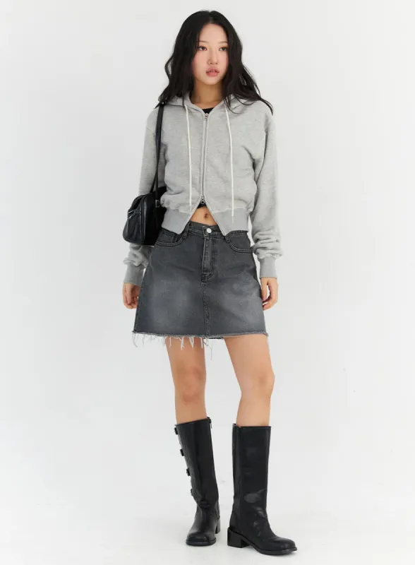 Distressed Washed Mini Skirt CN306 sold by Lewkin