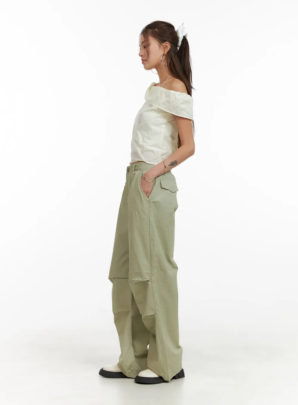 Low Rise Pintuck Trousers CY431 sold by Lewkin product image thumbnail 3
