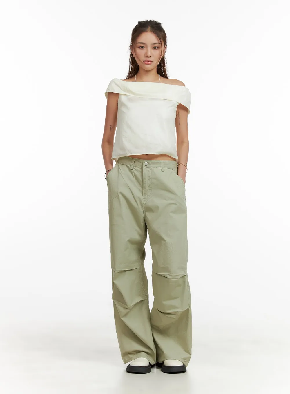 Low Rise Pintuck Trousers CY431 sold by Lewkin product image thumbnail 2