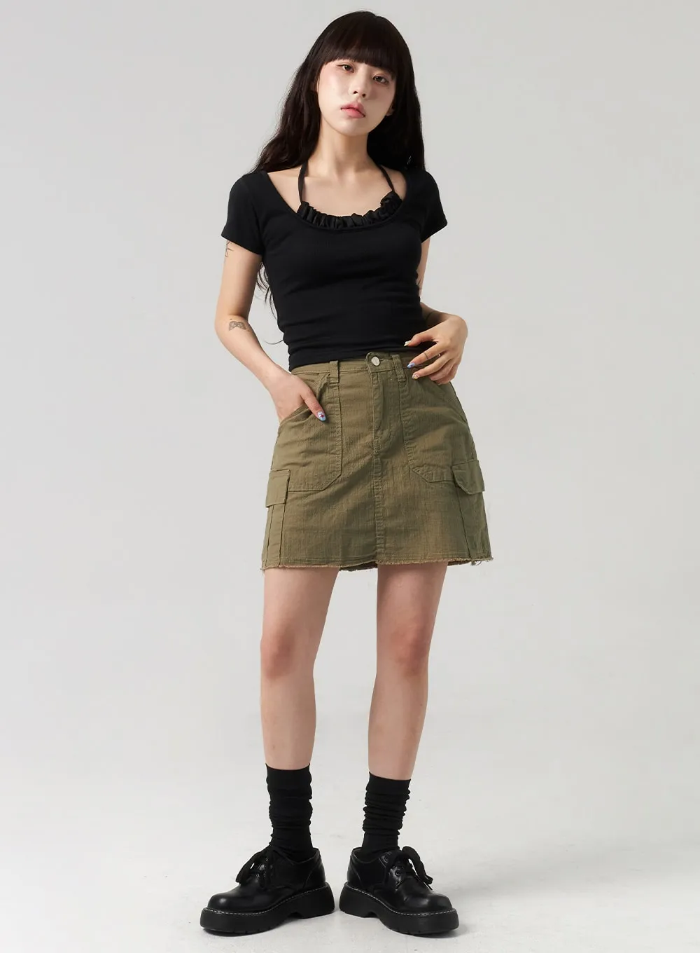 Cargo Mini Skirt CL312 sold by Lewkin