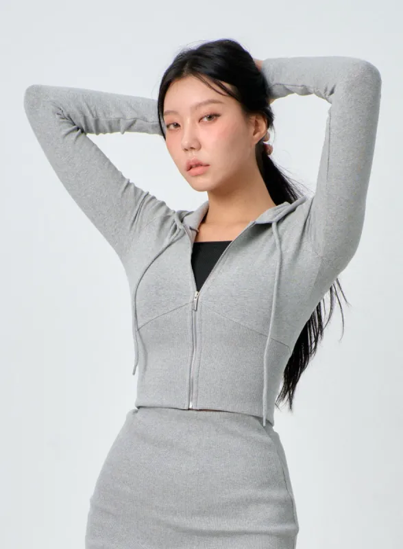 Cropped Zip-Up Hoodie IF301 sold by Lewkin