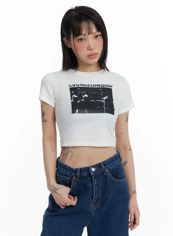 Graphic Crop Tee IF423 sold by Lewkin