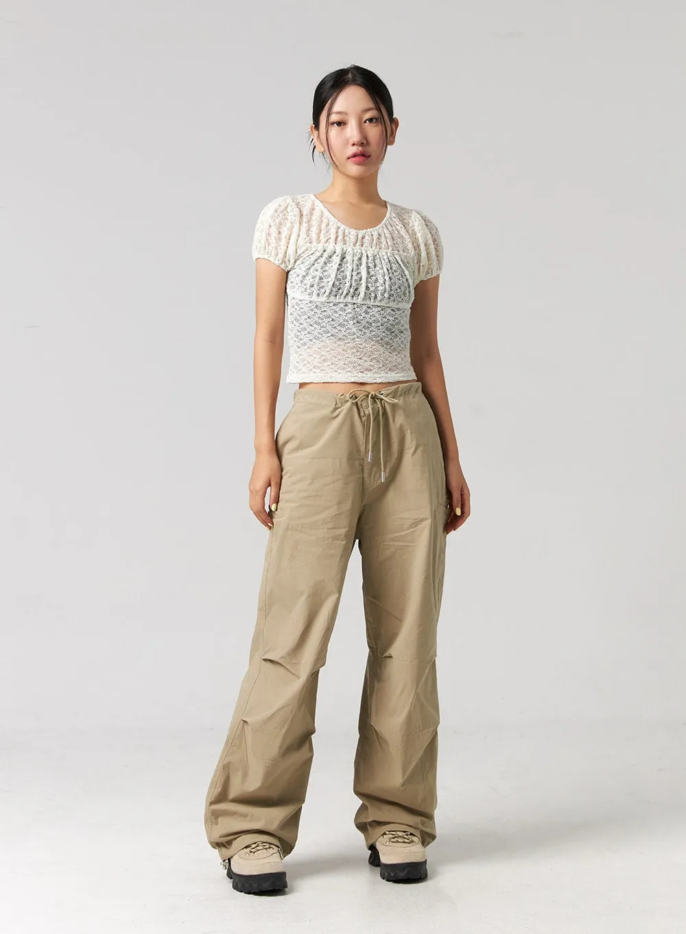 String Detail Wide Pants CG319 sold by Lewkin product image thumbnail 3