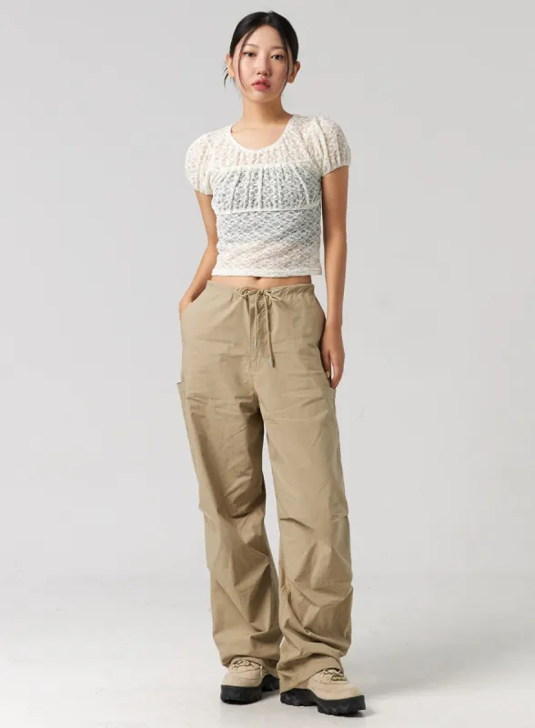 String Detail Wide Pants CG319 sold by Lewkin