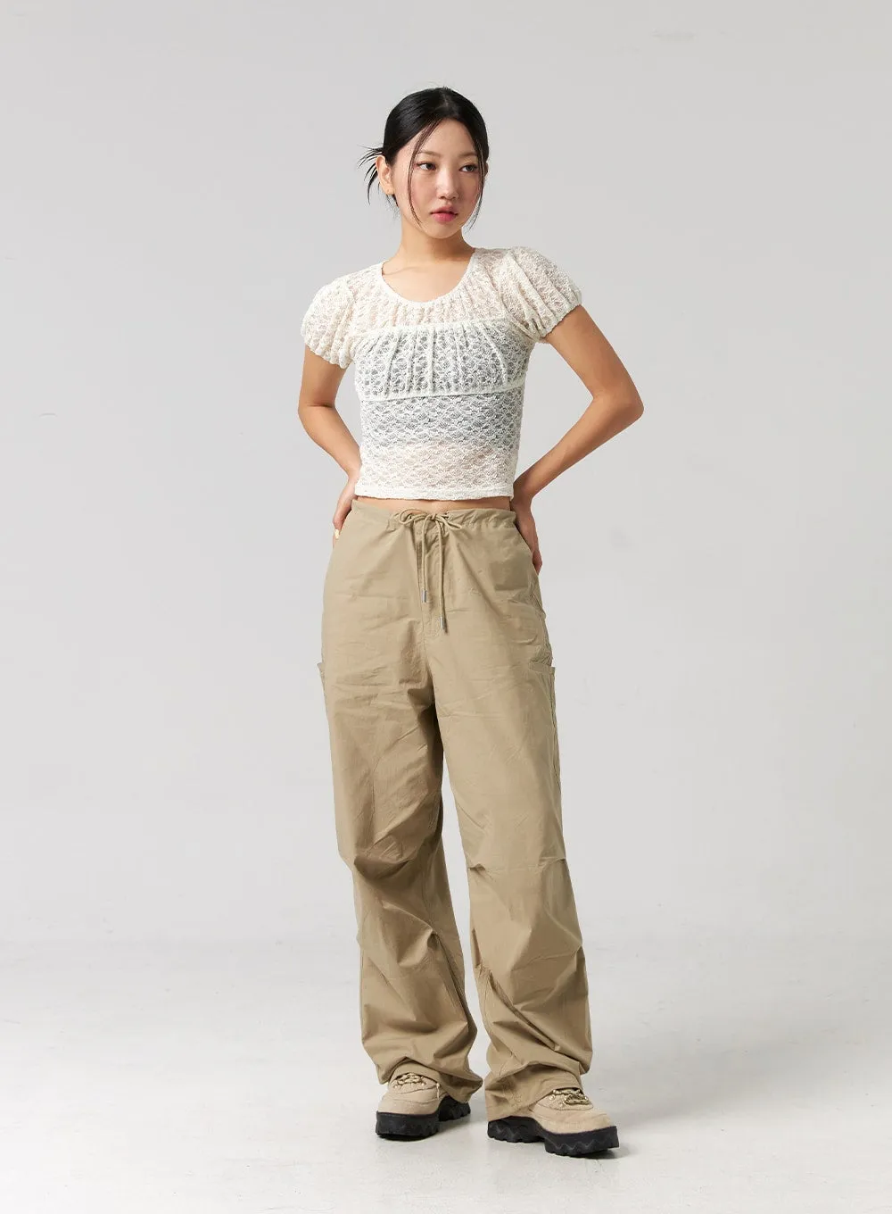 String Detail Wide Pants CG319 sold by Lewkin product image thumbnail 4