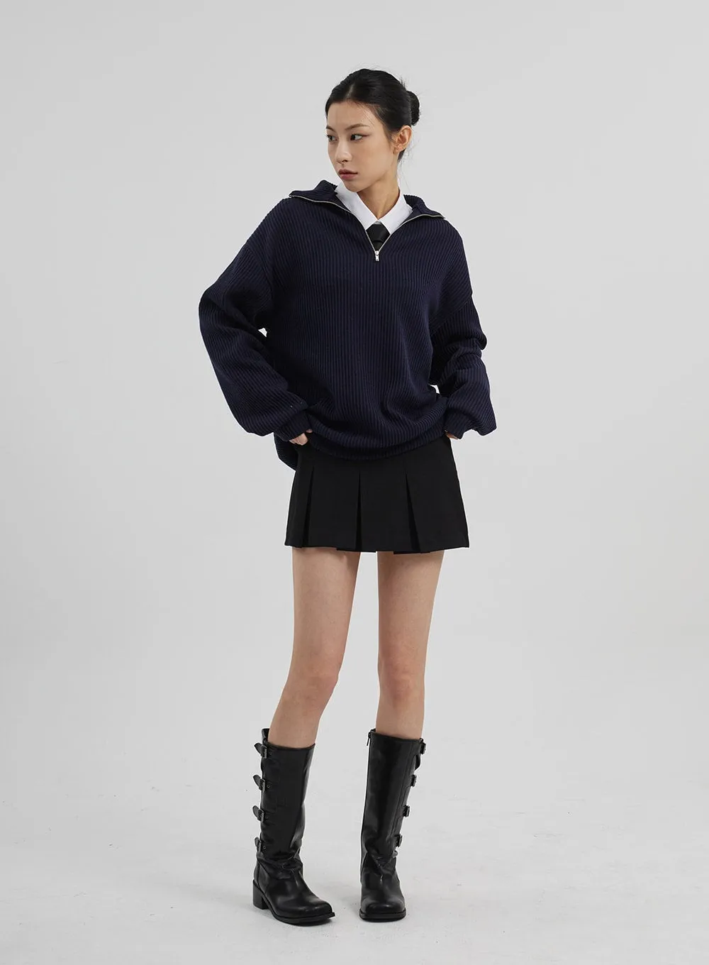 Mid-Rise Pleated Mini Skirt CF308 sold by Lewkin product image thumbnail 4