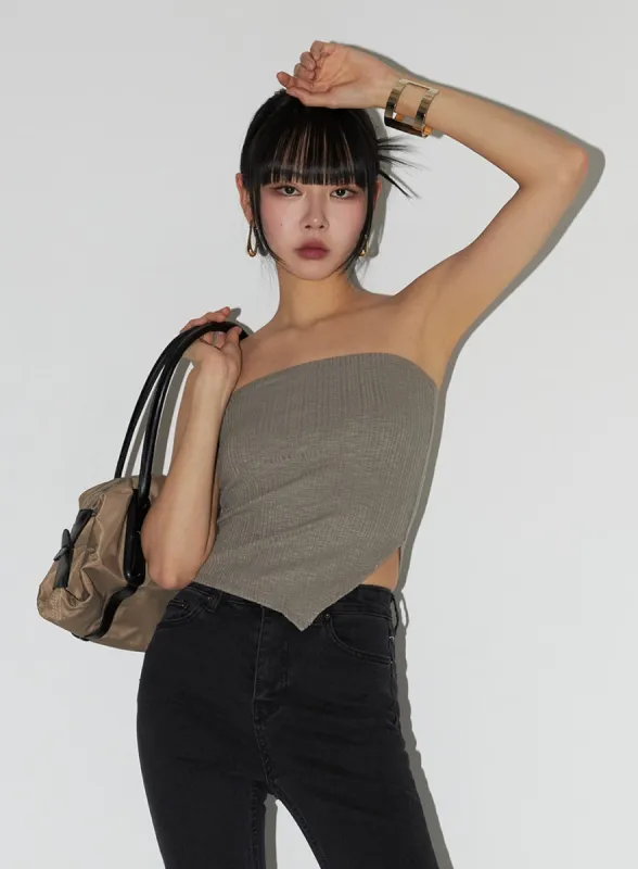 Ribbed Strapless Tube Crop Top IF402 sold by Lewkin