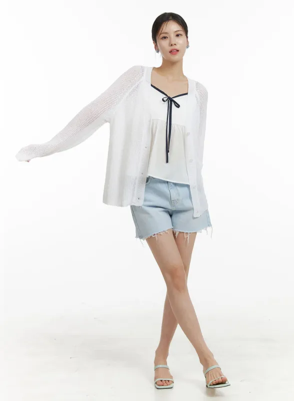 Destroyed Hem Denim Shorts OA422 sold by Lewkin