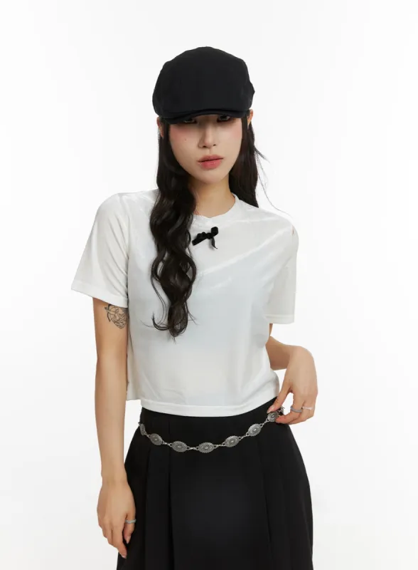 Bowknot Cropped Tee CJ417 sold by Lewkin