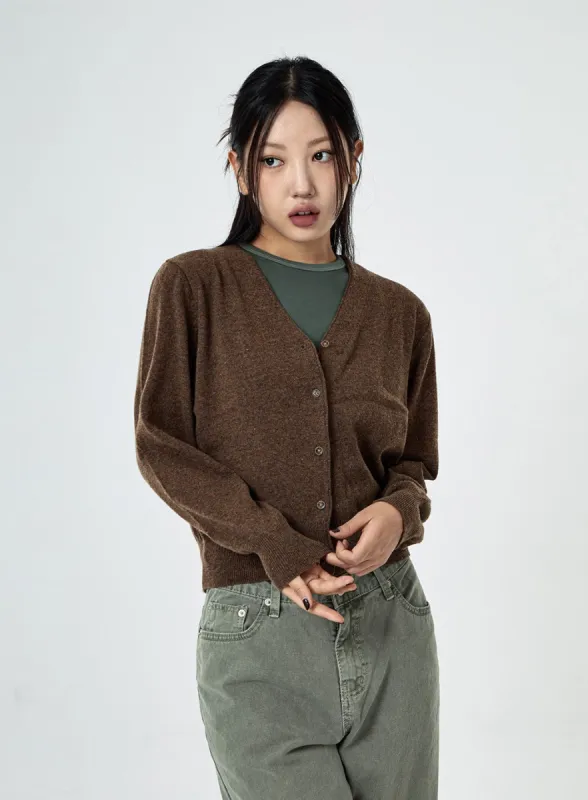 V-Neck Knit Cardigan Wool CS01 sold by Lewkin