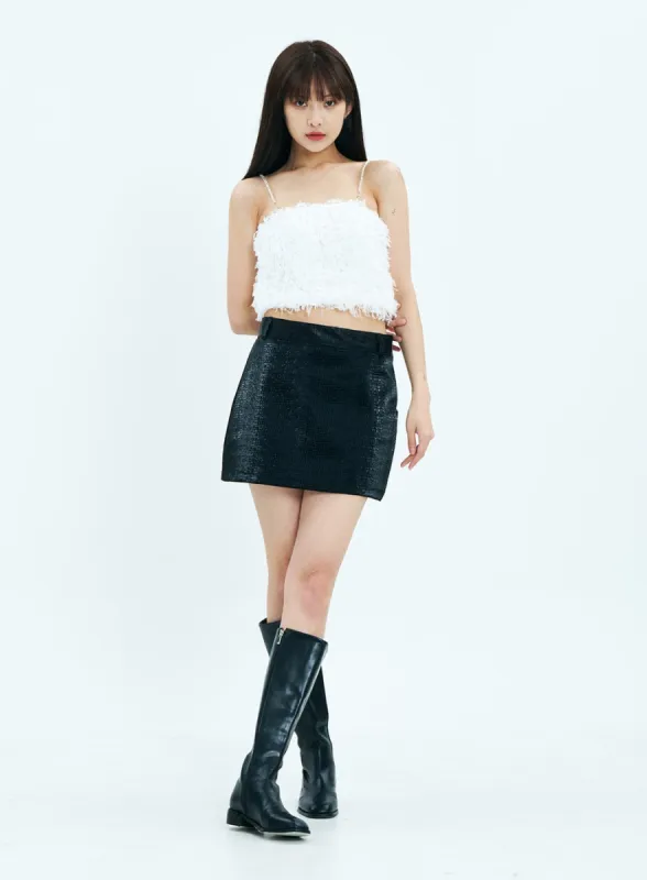 Fluffy Fur Cami with Beaded Straps CA19 sold by Lewkin