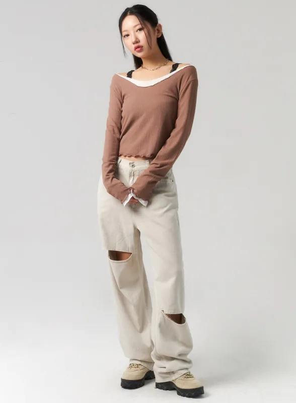 Cut Out Wide Pants CU328 sold by Lewkin