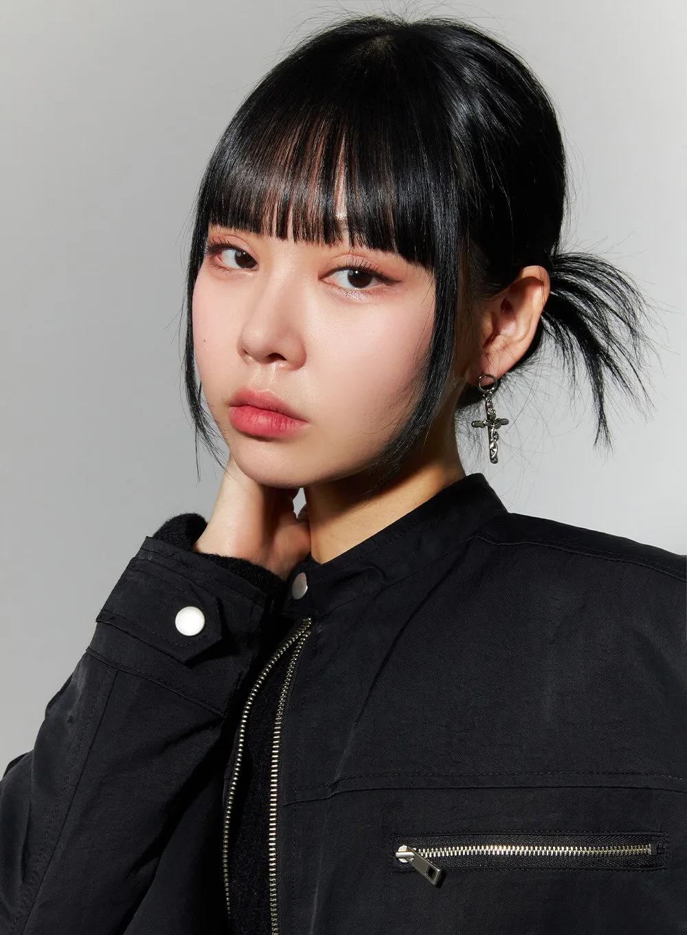 Rose Cross Stud Earrings IJ419 sold by Lewkin product image thumbnail 3