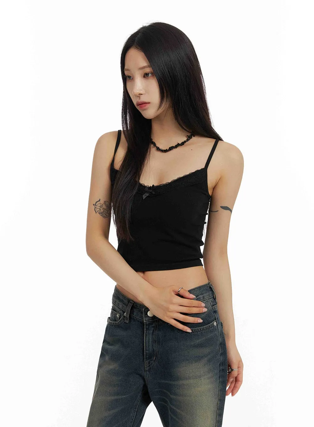 Lace Crop Tank Top CF429 sold by Lewkin product image thumbnail 4