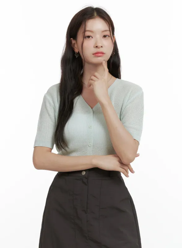 V-Neck Mesh Cardigan OL417 sold by Lewkin