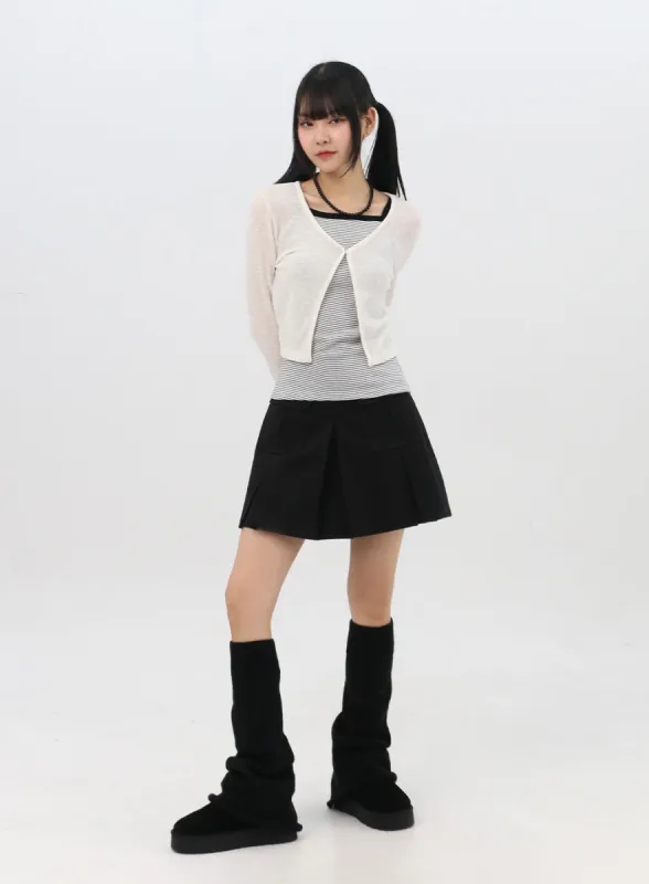 Pocket Pleated Mini Skirt IN310 sold by Lewkin