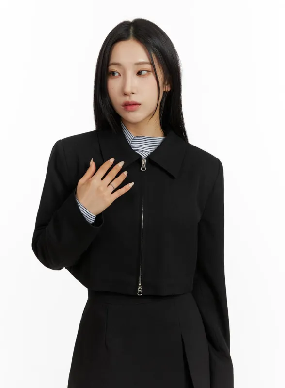 Zip Up Crop Jacket CF414 sold by Lewkin