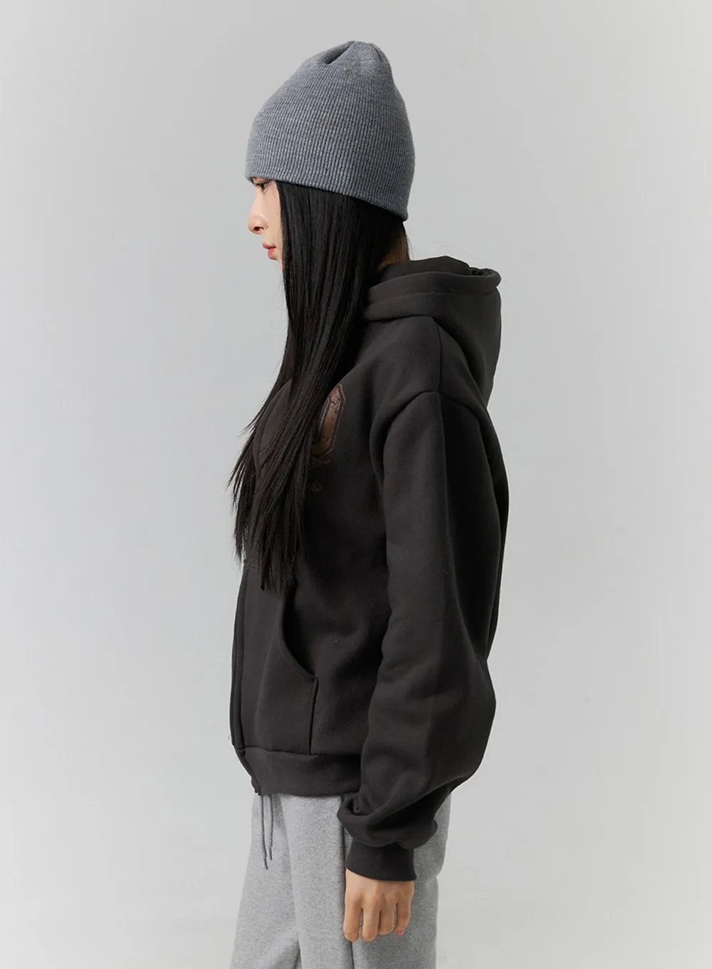 Lettering Graphic Zip-Up Hoodie ID305 sold by Lewkin product image thumbnail 4