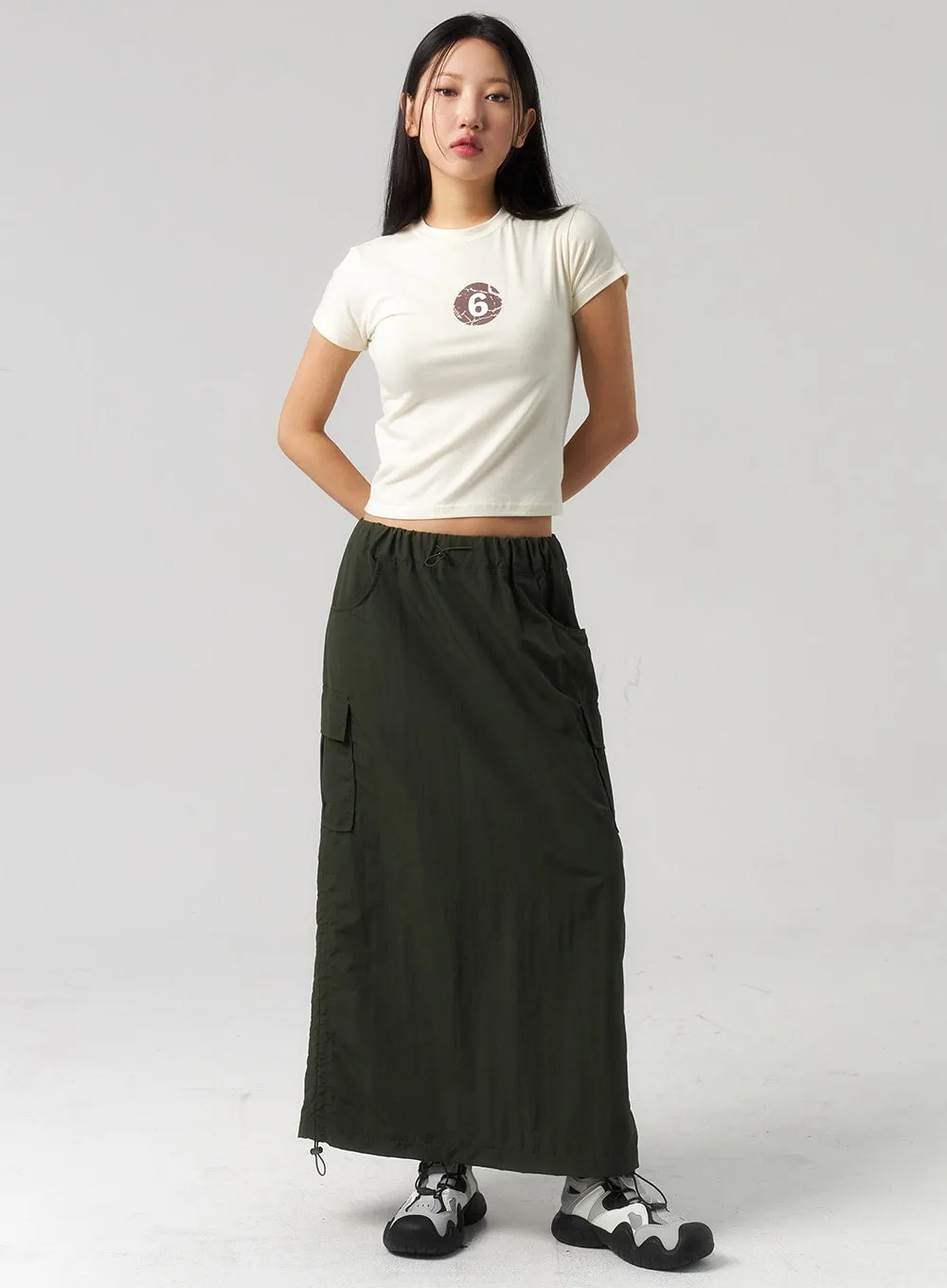 Cargo Nylon Maxi Skirt CU327 sold by Lewkin