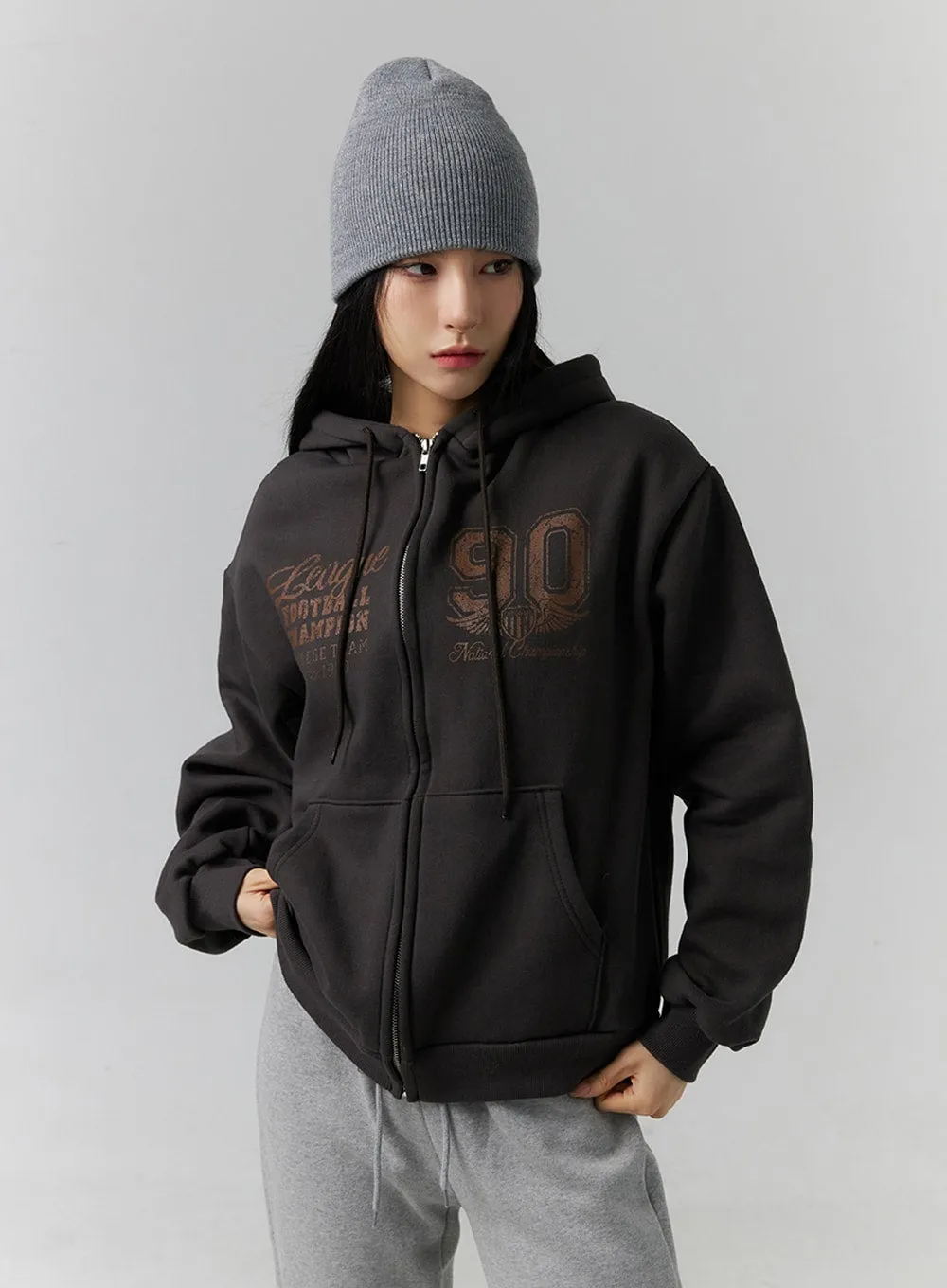Lettering Graphic Zip-Up Hoodie ID305 sold by Lewkin product image thumbnail 3