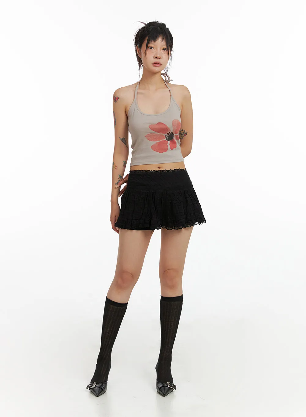 Flower Printed Halter Neck Tank Top CL415 sold by Lewkin product image thumbnail 2