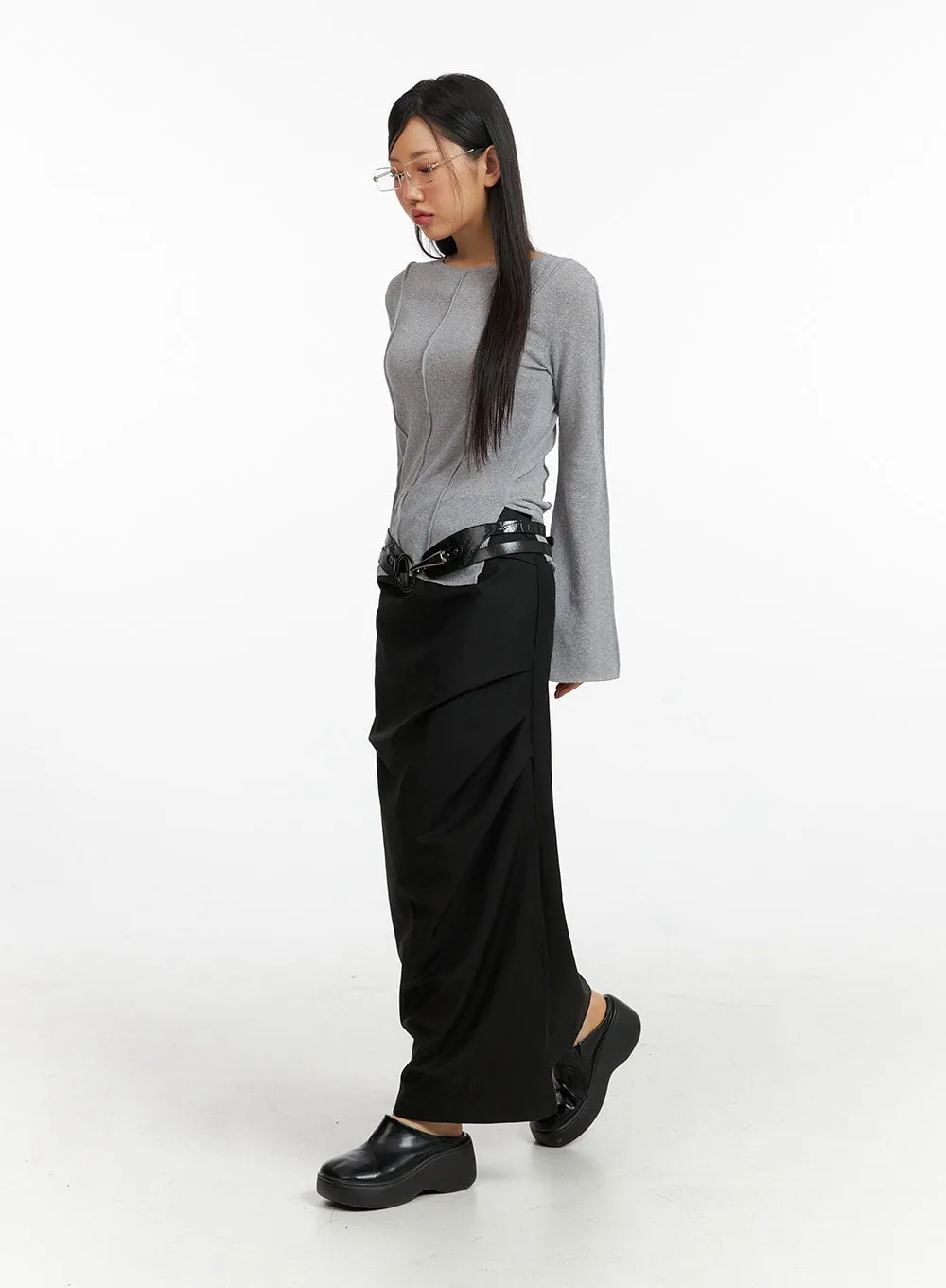 Semi-Ruched Split Maxi Skirt CF407 sold by Lewkin product image thumbnail 3