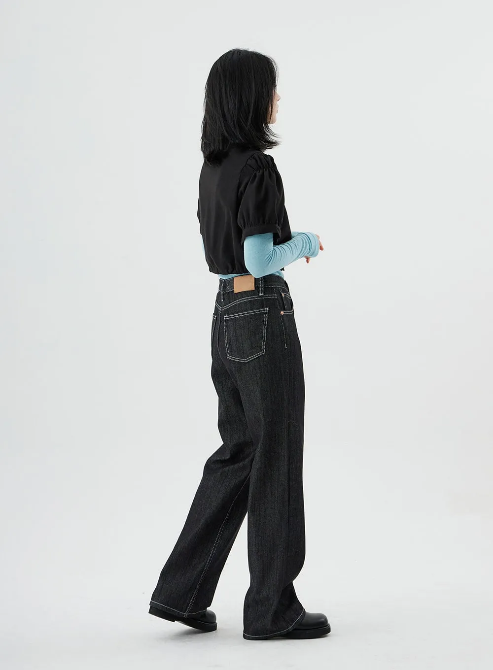 Square Neck Short Puffy Sleeve Crop Blouse ON01 sold by Lewkin product image thumbnail 5