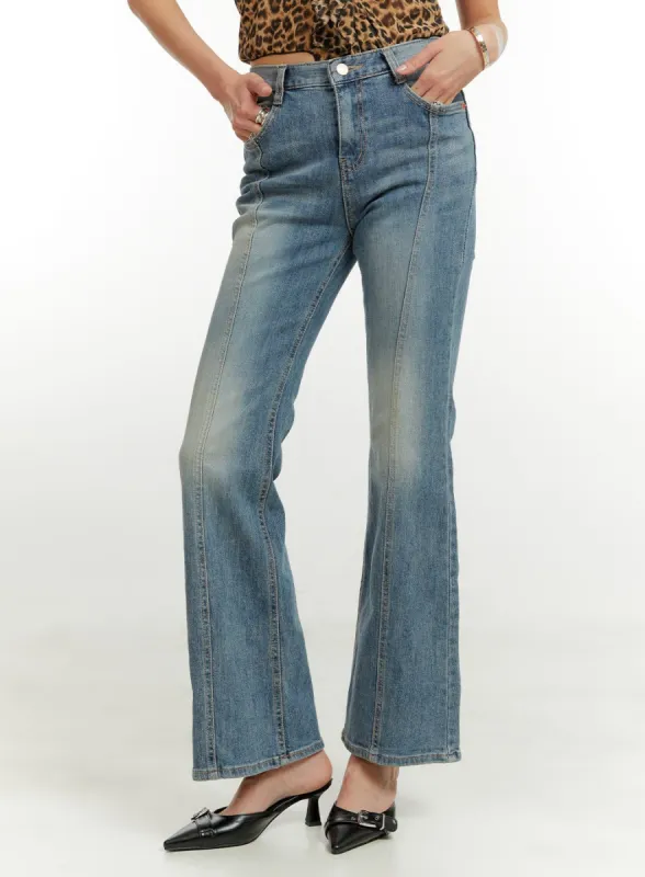 Stitch Detail Bootcut Jeans CU421 sold by Lewkin