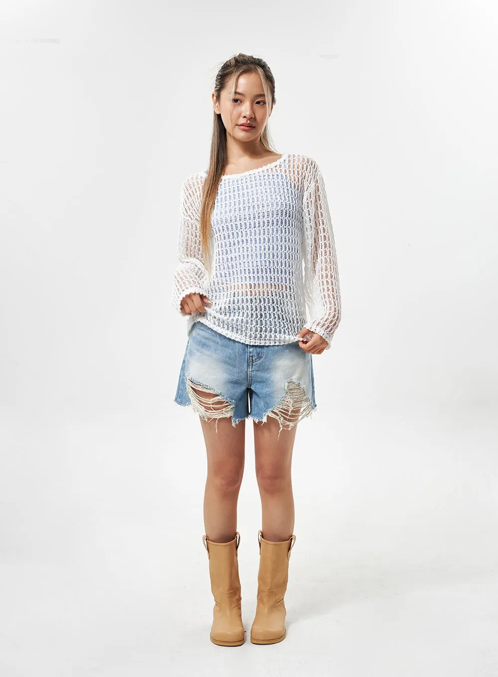 Ripped Hem Shorts CY331 sold by Lewkin product image thumbnail 2