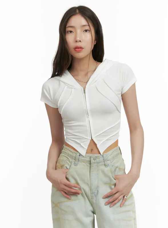 Stitched Detail Hoodie Top CY417 sold by Lewkin