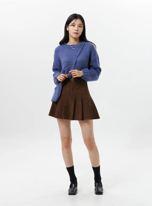 Corduroy Pleated Mini Skirt OO312 sold by Lewkin