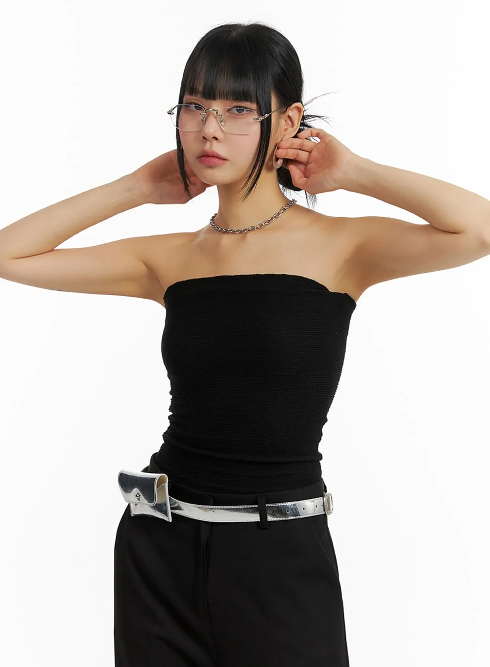 Solid Strapless Top IM414 sold by Lewkin