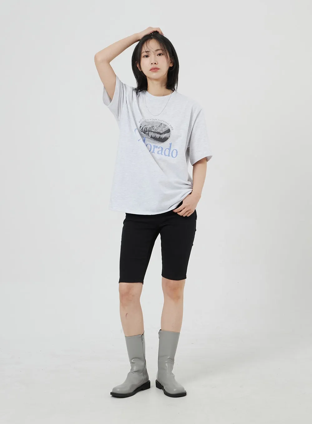 Graphic Oversized Tee OM306 sold by Lewkin product image thumbnail 5
