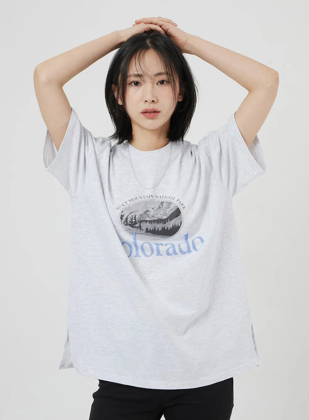 Graphic Oversized Tee OM306 sold by Lewkin product image thumbnail 4