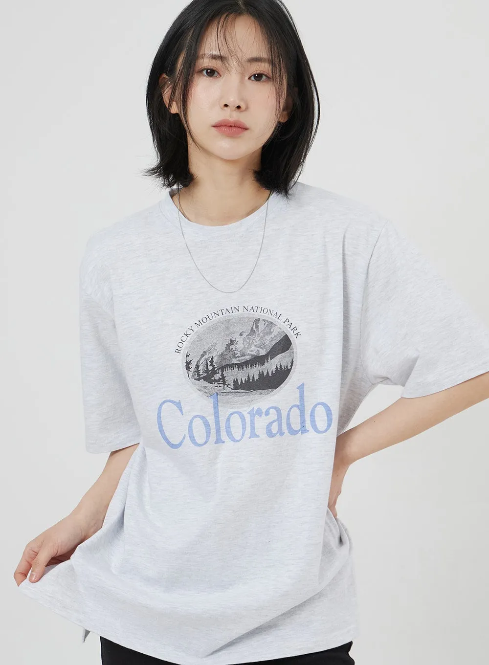 Graphic Oversized Tee OM306 sold by Lewkin