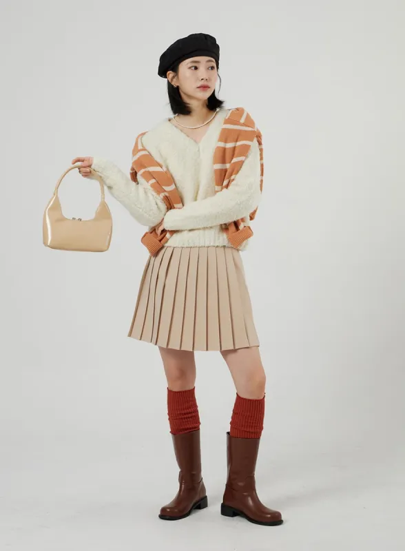 Basic Pleated Mini Skirt OF308 sold by Lewkin