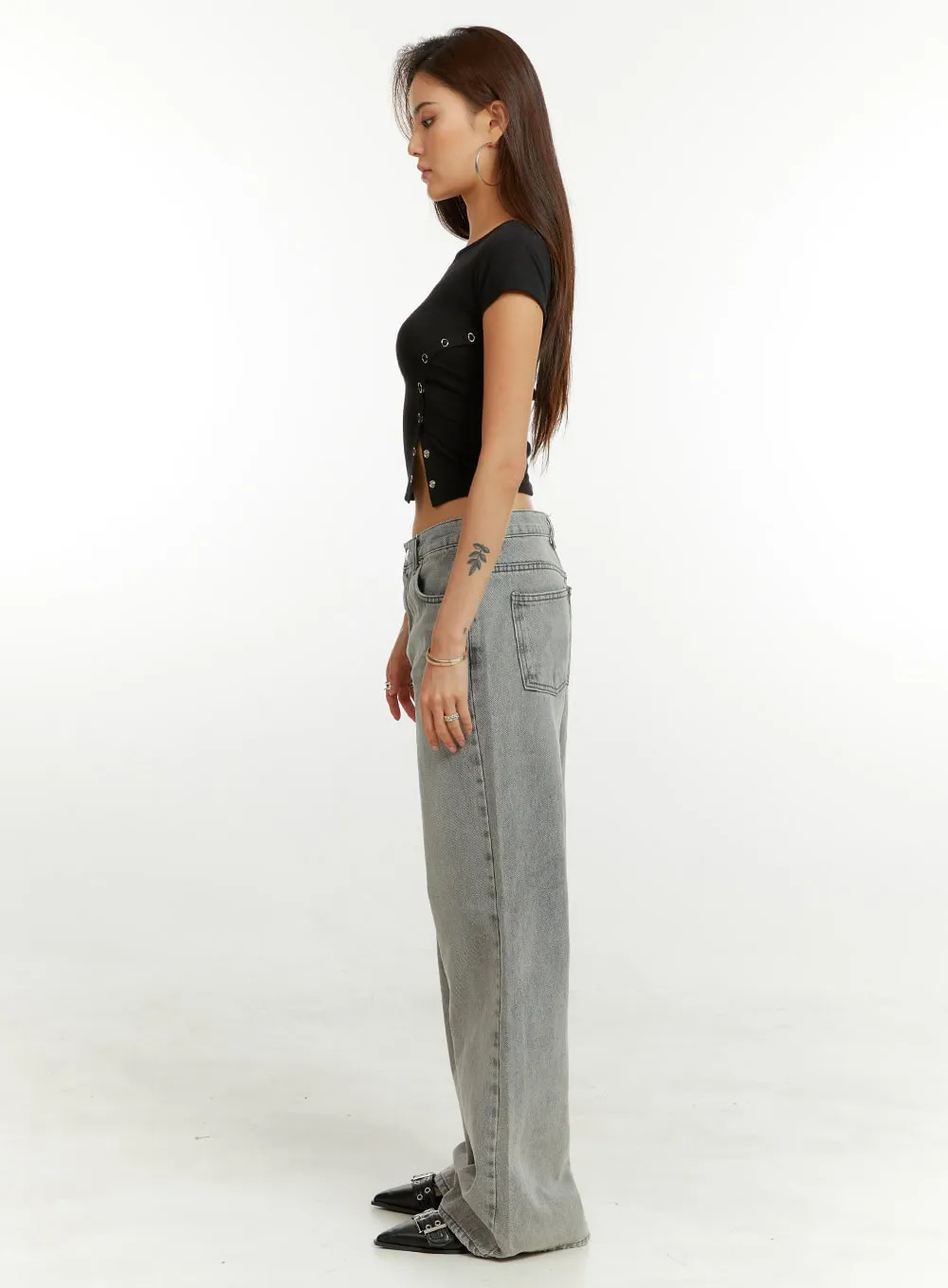 Asymmetrical Buttoned Crop Top CU424 sold by Lewkin product image thumbnail 3