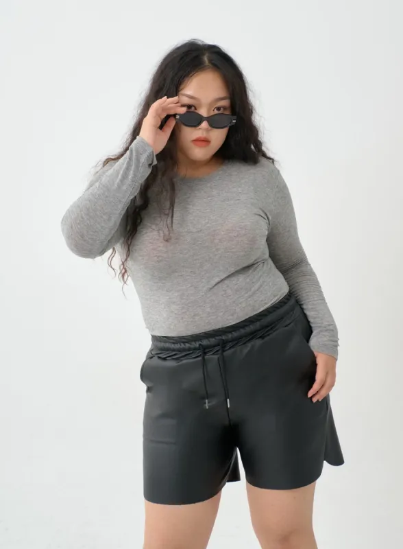 Plus Simple Round Neck Long Sleeve T-Shirt IO06 sold by Lewkin