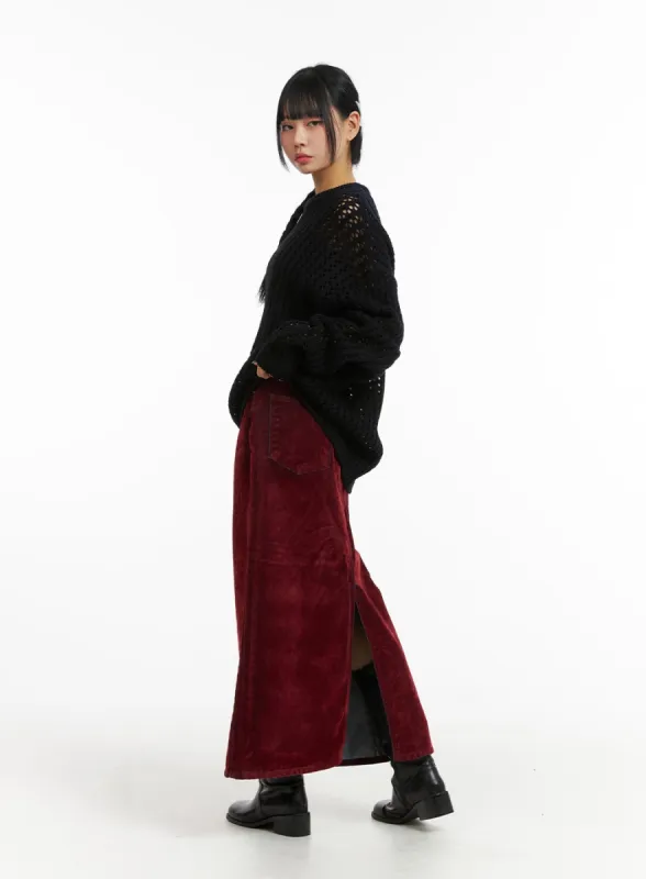 Y2K Velvet Denim Maxi Skirt CJ410 sold by Lewkin