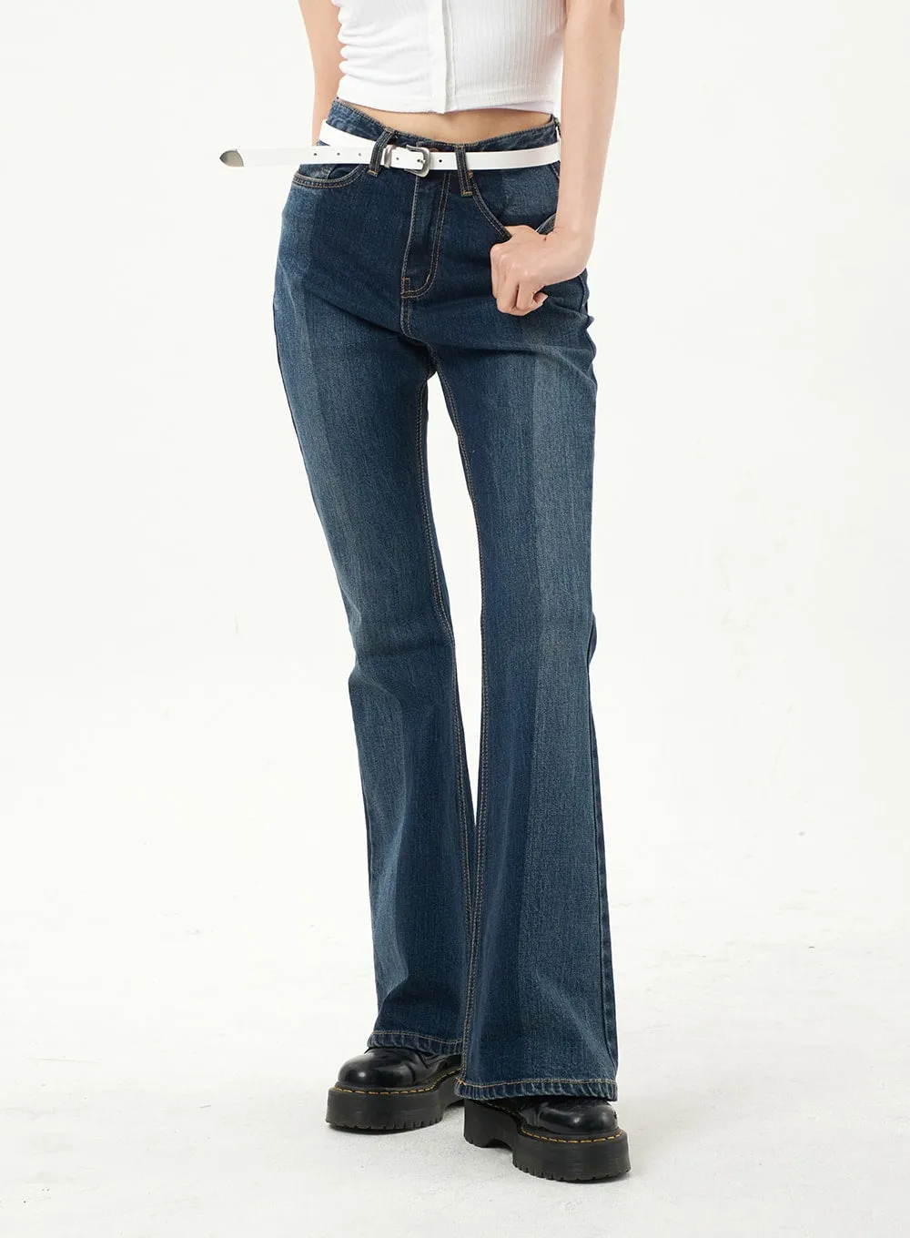 Dark Wash Bootcut Jeans CA328 sold by Lewkin product image thumbnail 2