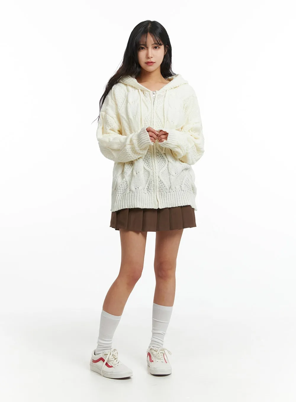 Zip-Up Cable Knit Sweater OJ424 sold by Lewkin product image thumbnail 4
