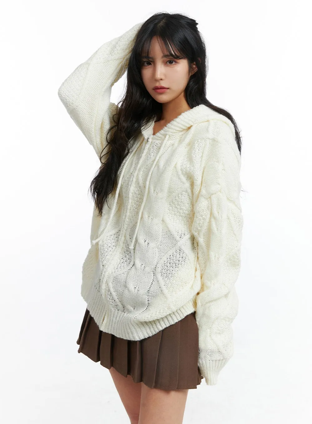 Zip-Up Cable Knit Sweater OJ424 sold by Lewkin product image thumbnail 3