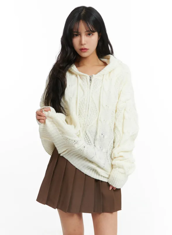 Zip-Up Cable Knit Sweater OJ424 sold by Lewkin